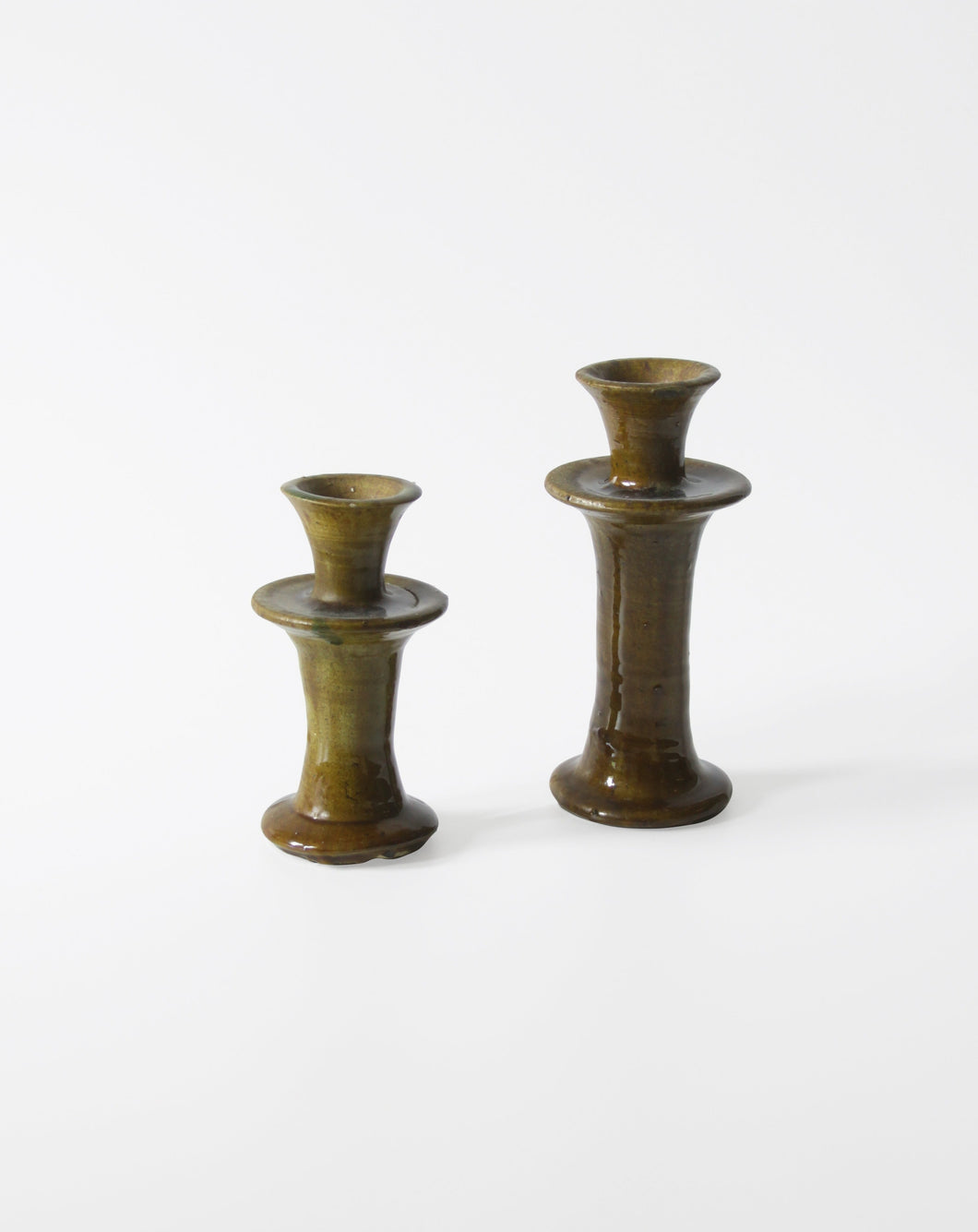 Pair of Moroccan Tamegroute Candlestick Holders